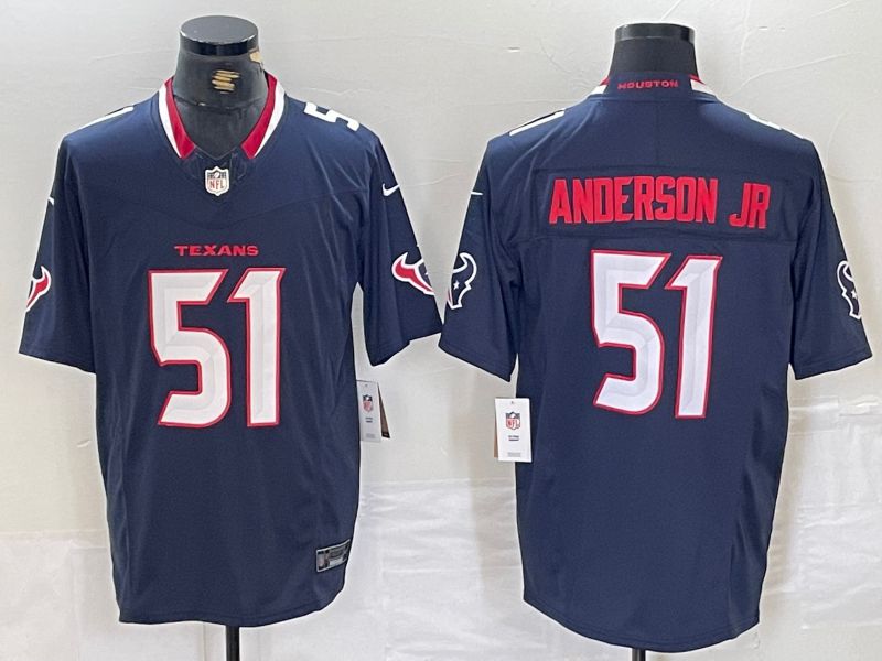Men Houston Texans 51 Anderson jr Blue Three generations 2025 Nike Limited NFL Jersey style 2